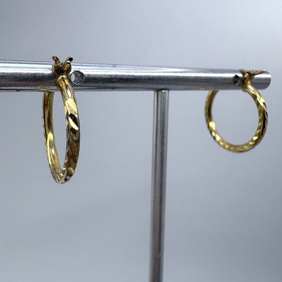 VTG Gold Over Sterling Silver 925 Hoop Earrings Hinged Posts Size 0.75" Length - Picture 4 of 9